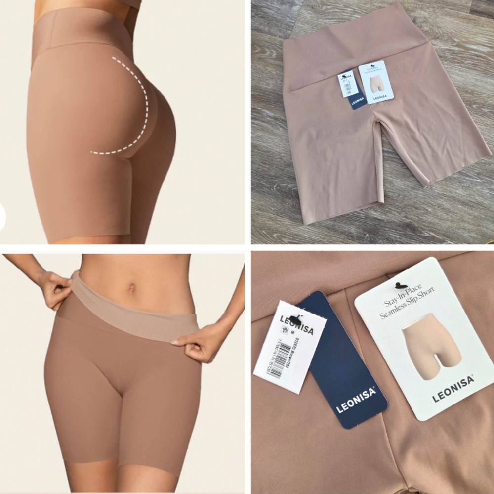 Leonisa PowerStay Stay-In-Place Seamless Shapewear Shorts NWT Ruching Scrunch